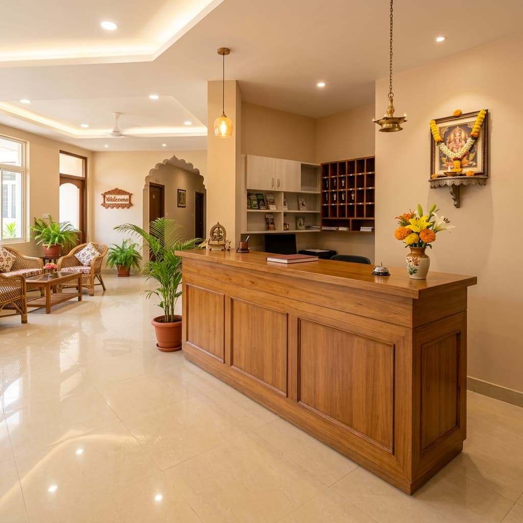 Reception area of Lillavati Atithi Bhavan Somnath